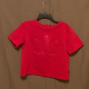 Adidas crop top size medium red 🔥zips in back